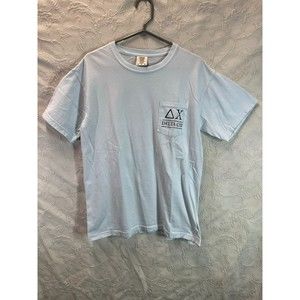 Comfort Colors Delta Chi Men's Heavyweight Pre-Shrunk T-Shirt Light Blue Size MD